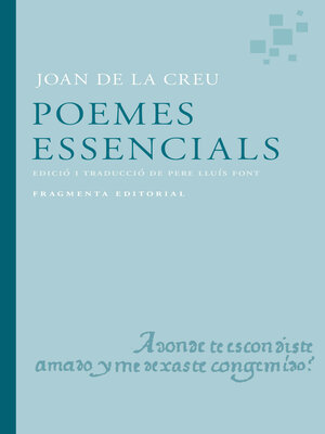 cover image of Poemes essencials de Joan de la Creu